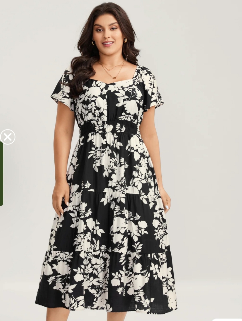 Bloomchic black & white tropical print  midi  dress 26